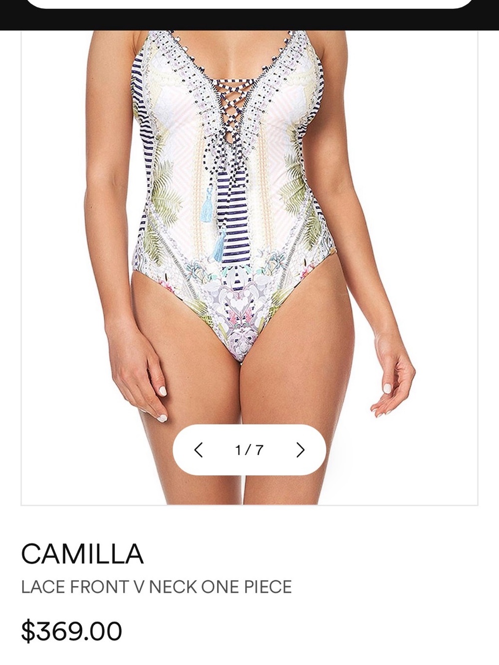 Camilla White & Blue Lace-Up V-Neck One Piece Swimsuit